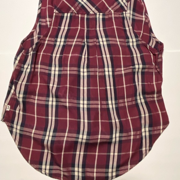 Garage Boyfriend Plaid Red Sleeveless Shirt - Picture 3 of 4